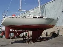 Slide: The Image of 1985 C&C 37 sailboat on dry dock. - 20