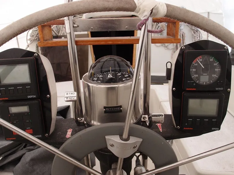 Slide: The Image of Cockpit of a 1985 C&C 37 yacht with instruments. - 24