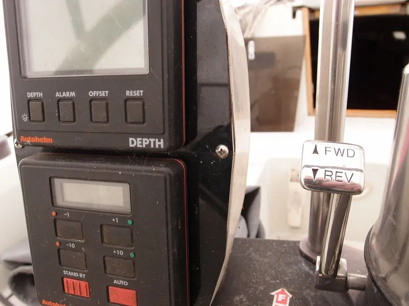 Slide: The Image of Control panel of a 1985 C&C 37 yacht with depth gauge. - 25