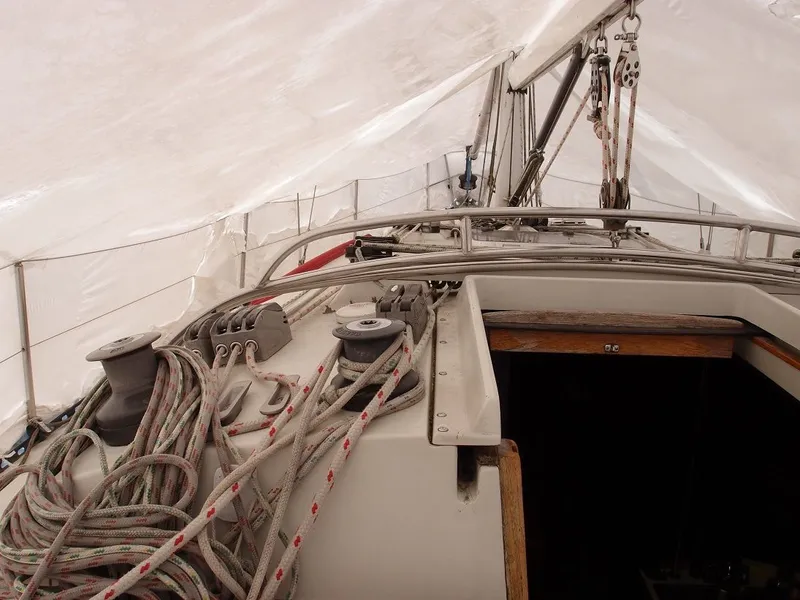 Slide: The Image of Interior view of a 1985 C&C 37 sailboat with rigging. - 31