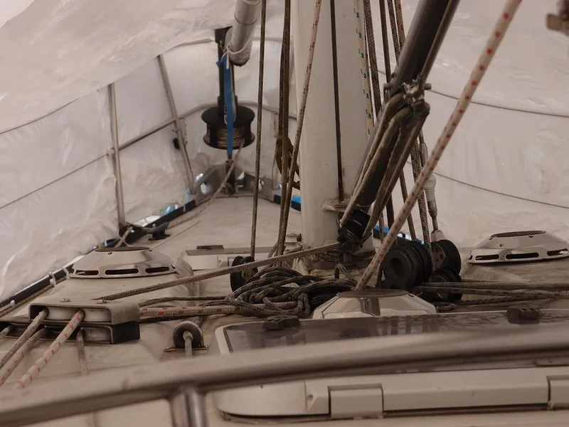 Slide: The Image of Interior view of a 1985 C&C 37 sailboat with rigging. - 33