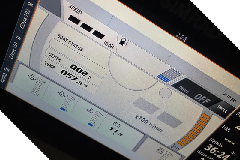 Slide: The Image of Sylvan G3 CLZ 2025 boat display showing depth and temperature. - 14