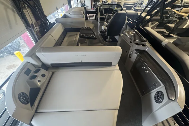 Slide: The Image of 2025 Sylvan G3 CLZ boat interior with luxurious seating and modern amenities. - 28
