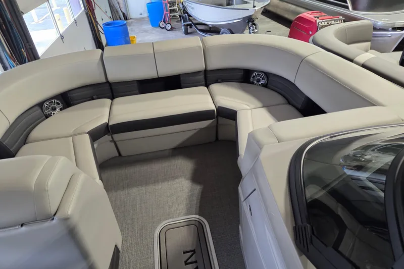 Slide: The Image of Luxurious seating area in 2025 Sylvan G3 CLZ boat, featuring modern design and comfort. - 3