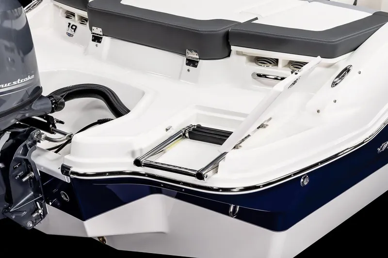 Slide: The Image of Manufacturer Provided Image: 2026 Chaparral 19 SSi OB boat stern with outboard motor and swim platform. - 10