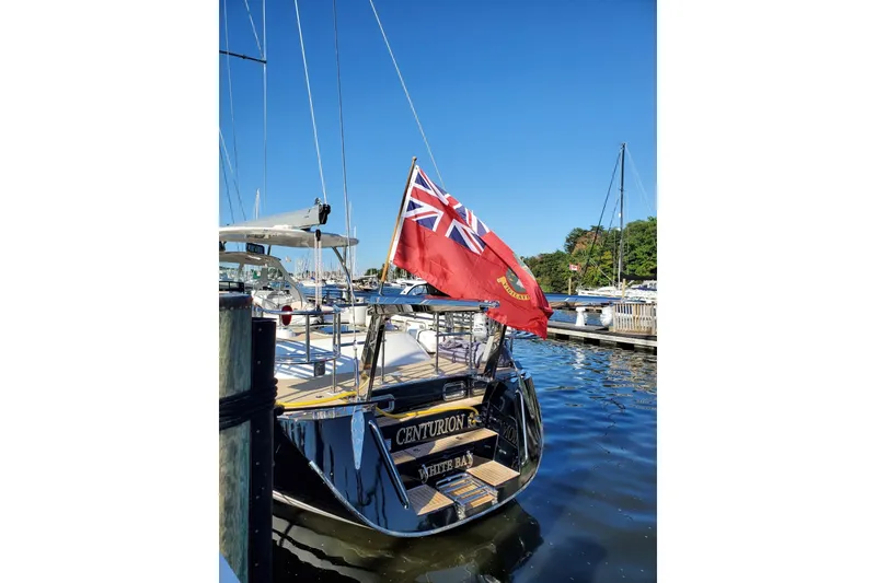 Slide: The Image of Aerial view of a 2023 Bluewater 56 yacht docked at a marina. - 11