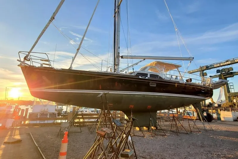 Slide: The Image of Propeller of 2023 Bluewater 56 yacht on gravel, showcasing marine engineering. - 60