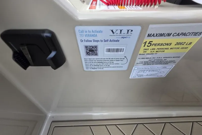 Slide: The Image of 2026 Veranda VR22RC Tri-Toon pontoon boat underside with aluminum structure and pontoons. - 20