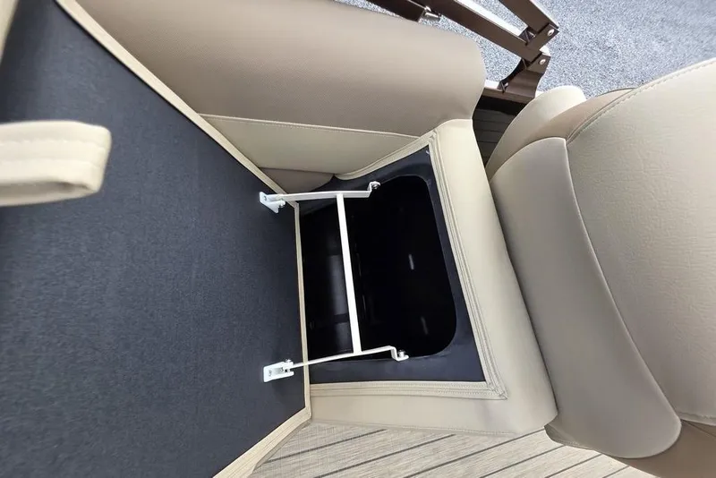 Slide: The Image of Close-up of 2026 Veranda VR22RC Tri-Toon aluminum detailing with LED strip lighting. - 23