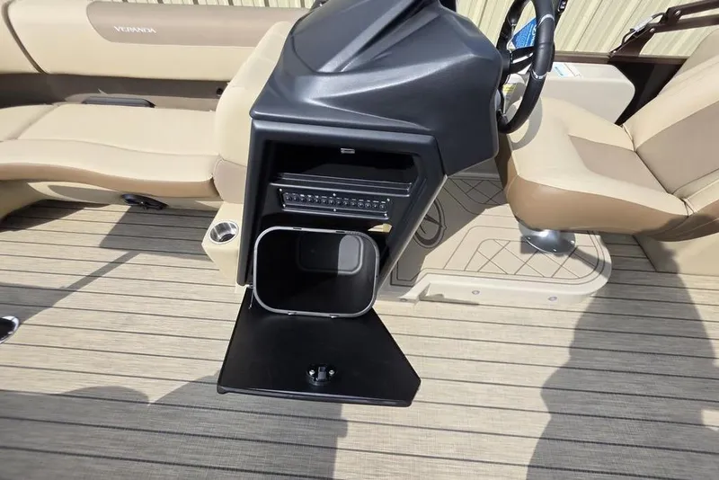 Slide: The Image of Control panel of 2026 Veranda VR22RC Tri-Toon with labeled switches and buttons. - 34