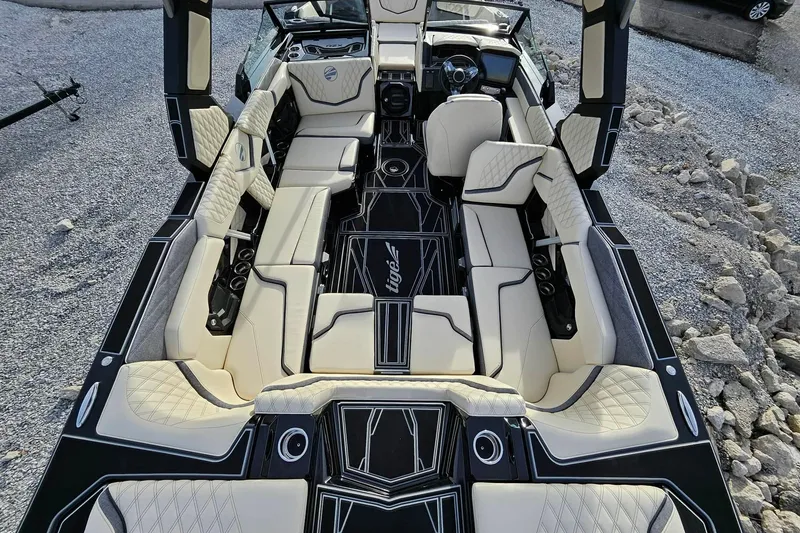 Slide: The Image of 2026 Tigé 24RZX boat interior with luxurious seating and modern design. - 19