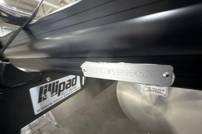 Slide: The Image of 2026 Bennington 25 LTSBSF boat with visible hull identification number plate. - 11