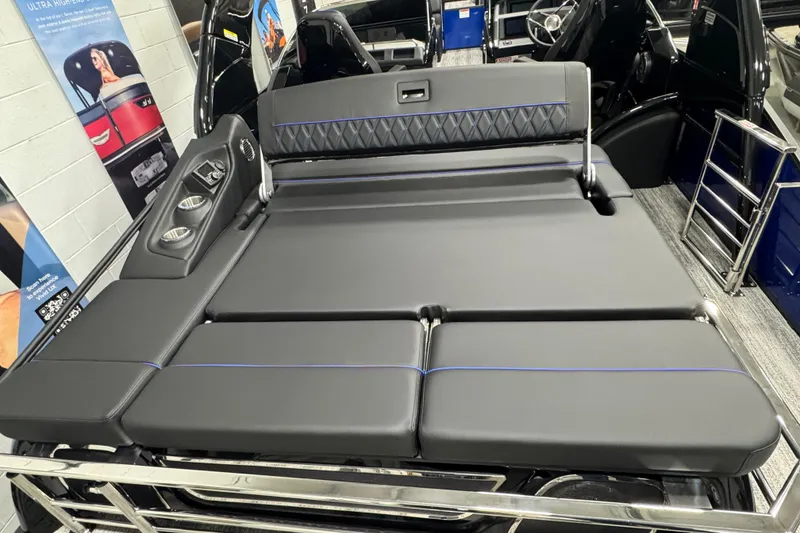 Slide: The Image of 2026 Bennington 25 QSBWASE boat interior with luxurious seating and modern design. - 15