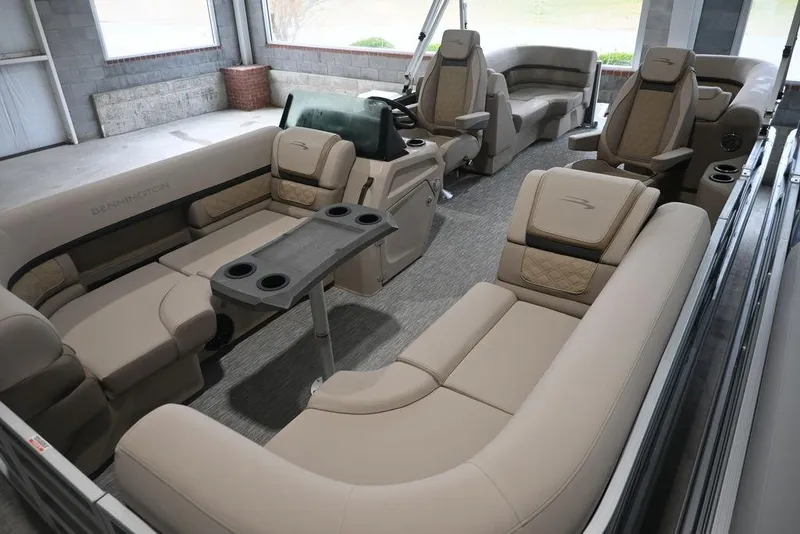 Slide: The Image of 2026 Bennington S Quad Bench 22 SSR interior with luxurious seating and modern design. - 10