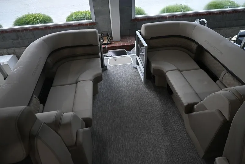 Slide: The Image of 2026 Bennington S Quad Bench 22 SSR interior with plush seating and modern design. - 8