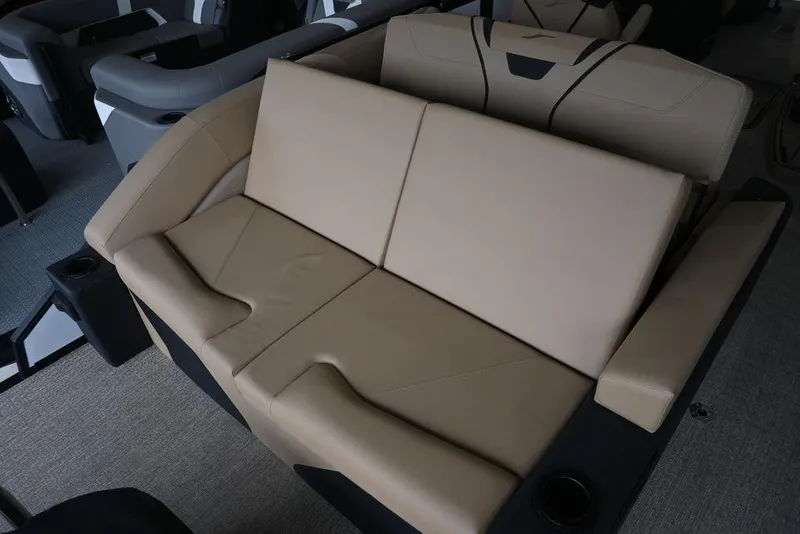 Slide: The Image of Luxurious beige seating in 2026 Evotti 723CS boat interior. - 19