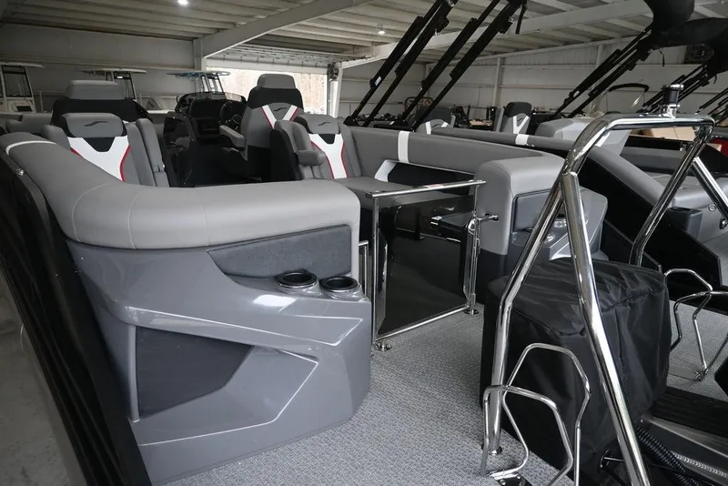 Slide: The Image of Luxurious interior of 2026 Evotti 723QL boat with modern seating and sleek design. - 10