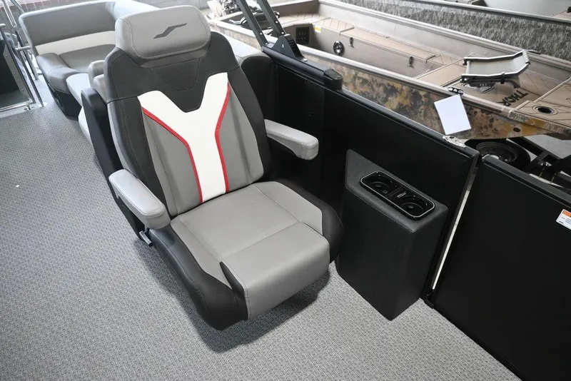 Slide: The Image of Luxury seating in 2026 Evotti 723QL boat with modern design and cup holders. - 8