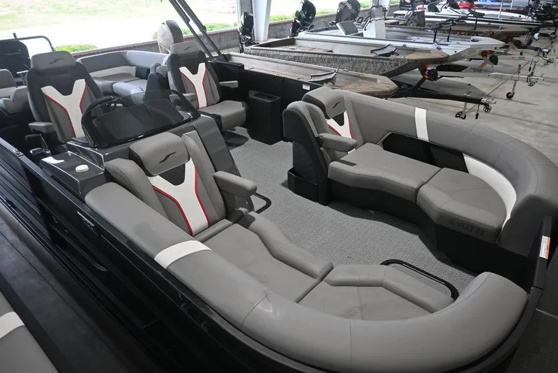 Slide: The Image of Luxurious interior of 2026 Evotti 723QL boat with modern seating and sleek design. - 9