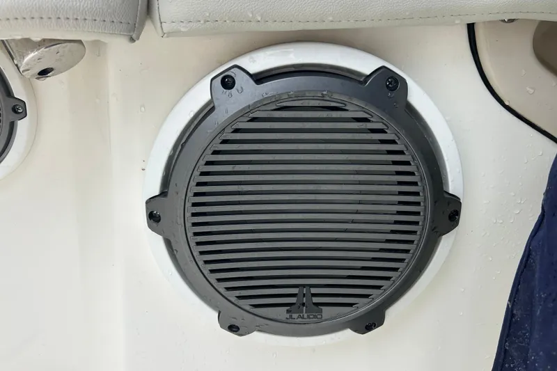 Slide: The Image of Speaker on a 2022 Boston Whaler 240 Vantage boat, featuring JL Audio branding. - 37