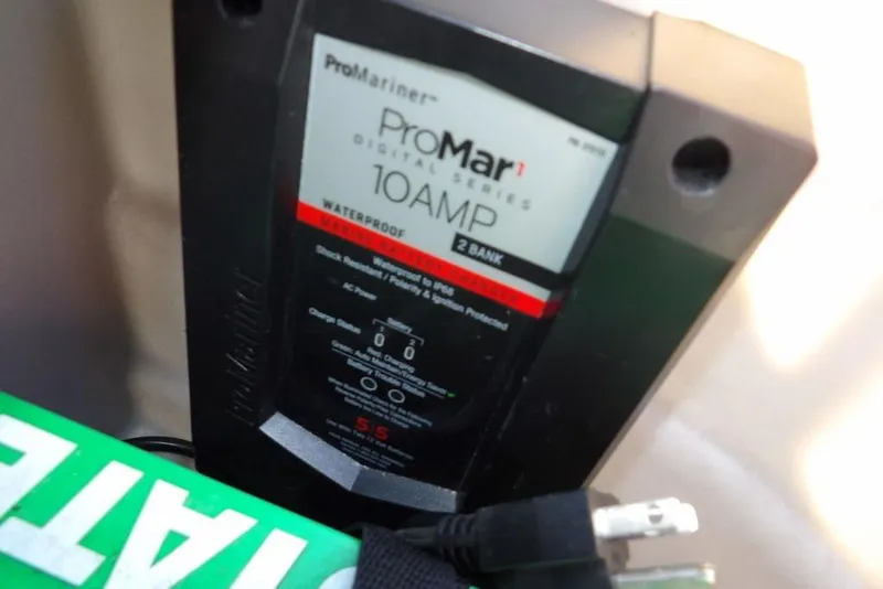 Slide: The Image of ProMariner 10 Amp waterproof charger in a 2020 Bennington 20 SFV boat. - 15