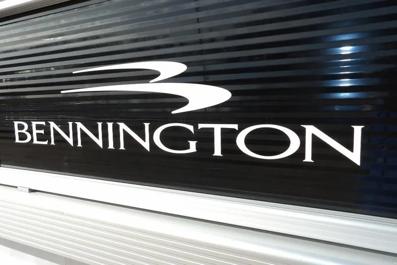 Slide: The Image of Bennington 20 SFV 2020 model logo on sleek black background. - 42