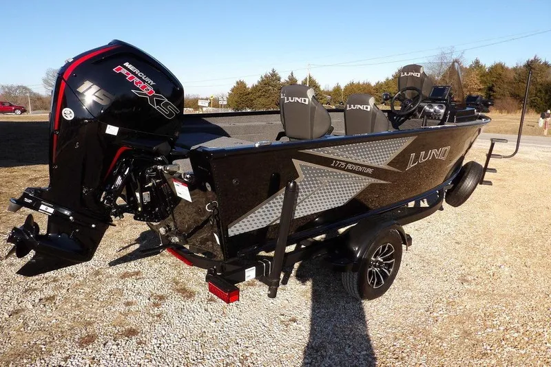 Slide: The Image of 2025 Lund 1775 Adventure SS boat with Mercury Pro XS engine on a trailer. - 10