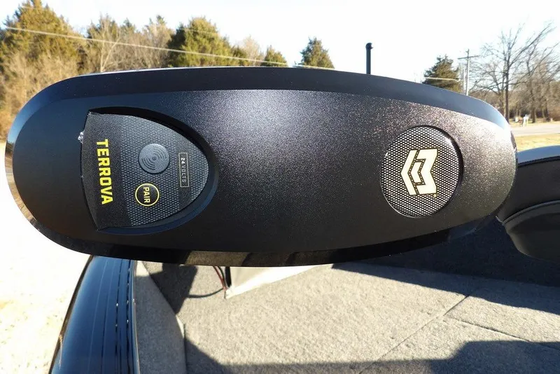 Slide: The Image of Close-up of Terrova motor on 2025 Lund 1775 Adventure SS boat. - 32