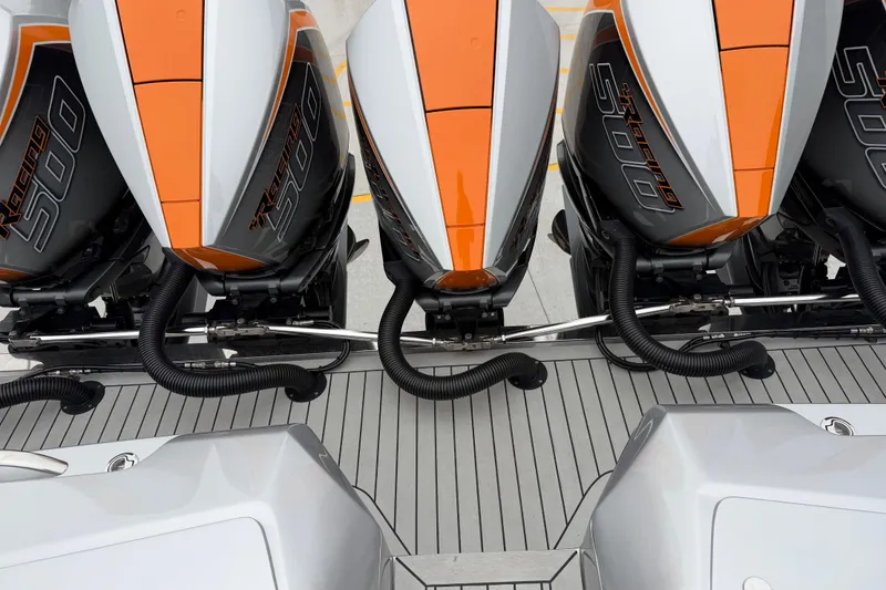 Slide: The Image of 2024 Nor-Tech 500 Sport Center Console with quad 500 Racing engines, top view. - 14
