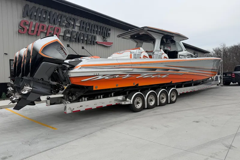 Slide: The Image of 2024 Nor-Tech 500 Sport Center Console boat on trailer at Midwest Boating Super Center. - 4
