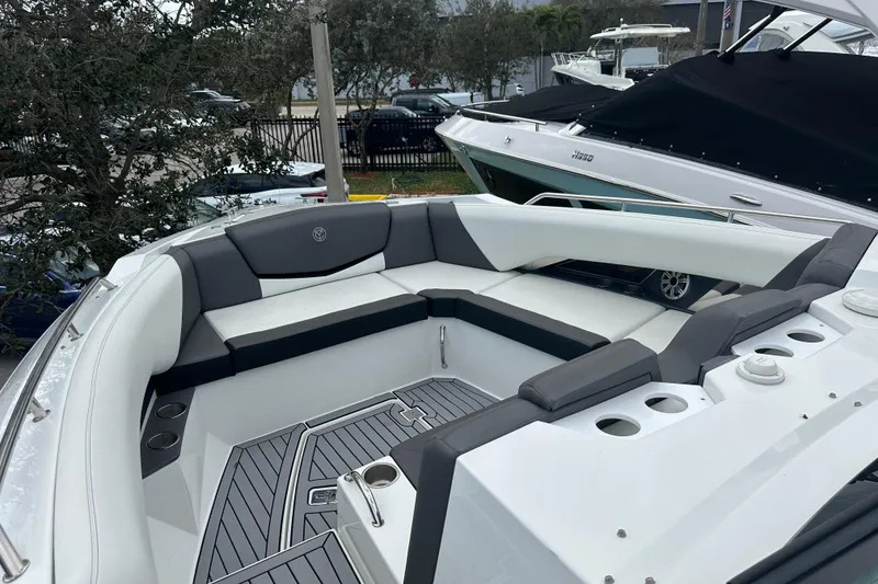 Slide: The Image of 2019 Cruisers Yachts 338 Outboard with spacious seating and modern design. - 7
