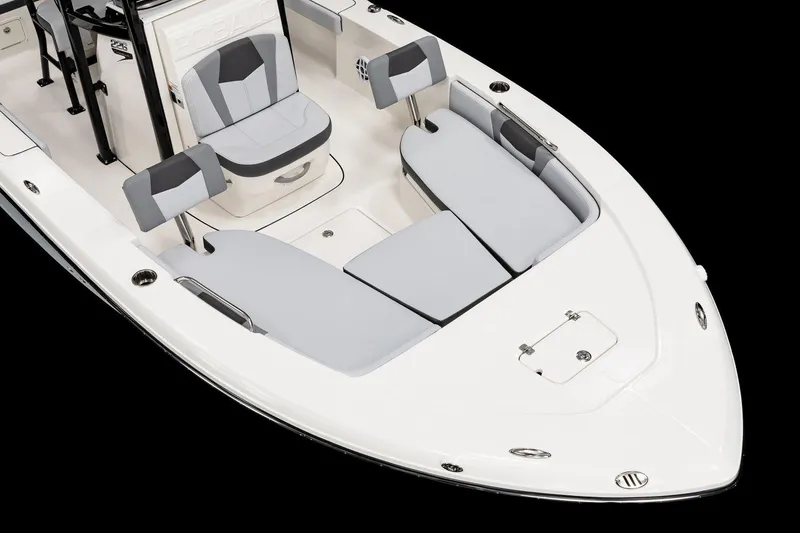Slide: The Image of 2026 Robalo 226 Cayman boat interior with sleek seating and modern design. - 7
