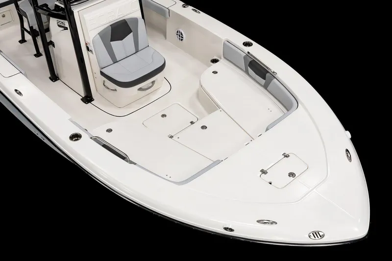 Slide: The Image of 2026 Robalo 226 Cayman boat interior with seating and storage compartments. - 8