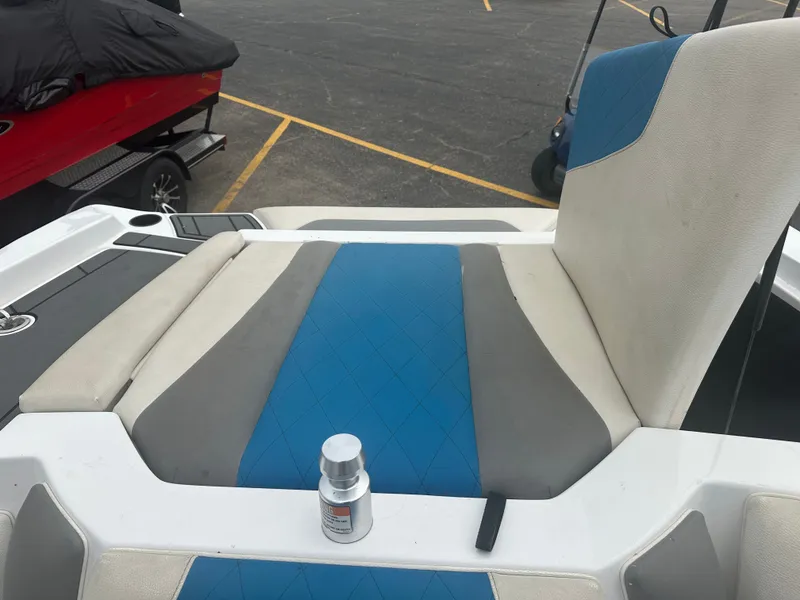 Slide: The Image of 2016 Tigé R20 boat seat with blue and gray upholstery. - 24