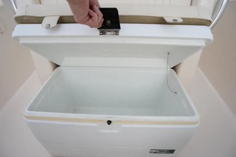 Slide: The Image of Open cooler on 2014 Grady-White Fisherman 209 boat, showcasing storage space. - 31