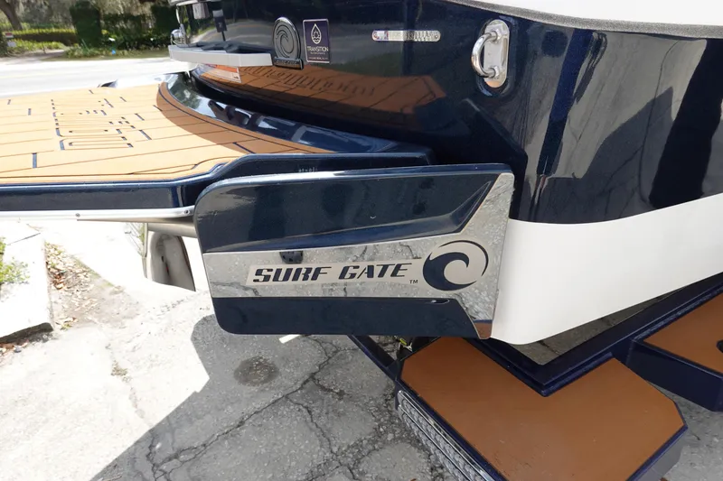 Slide: The Image of 2022 Malibu Wakesetter 23 MXZ with Surf Gate technology, rear view. - 5