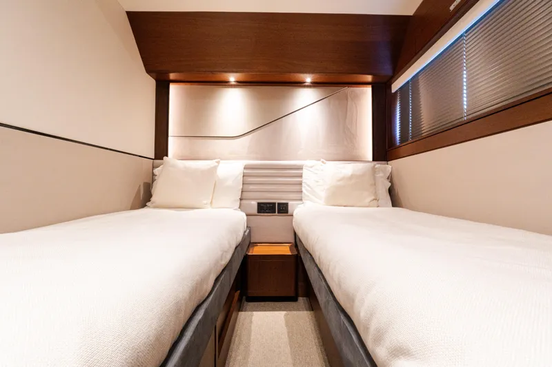 Slide: The Image of Luxurious twin cabin interior of 2019 Princess S78 yacht with modern design. - 22