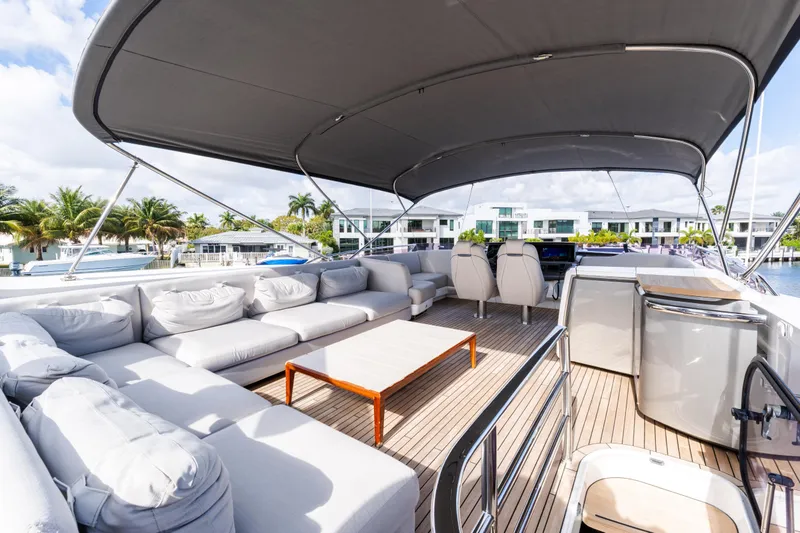 Slide: The Image of Luxurious 2019 Princess S78 yacht deck with spacious seating and modern amenities. - 23