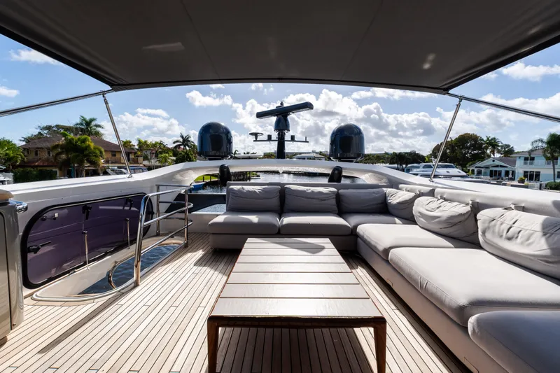 Slide: The Image of Luxurious 2019 Princess S78 yacht deck with plush seating and elegant design. - 24