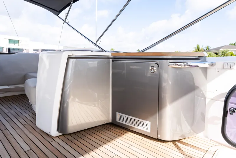 Slide: The Image of Luxurious 2019 Princess S78 yacht deck with sleek cabinetry and modern design elements. - 25