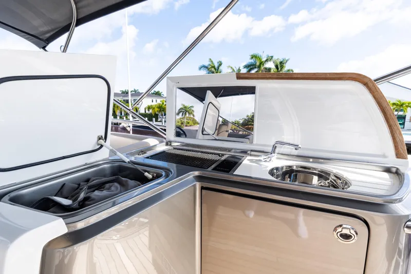 Slide: The Image of Outdoor kitchen on 2019 Princess S78 yacht with sink and storage. - 26