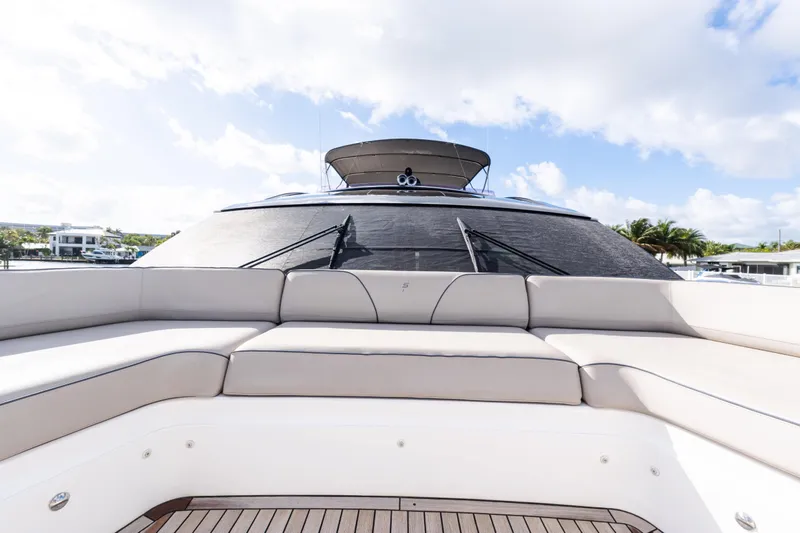 Slide: The Image of Luxurious 2019 Princess S78 yacht deck with comfortable seating under a clear sky. - 31