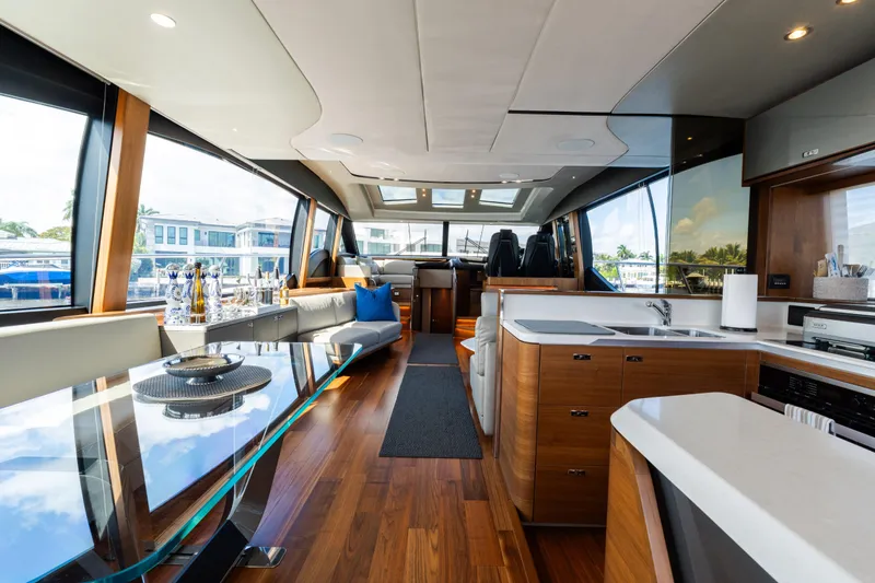 Slide: The Image of Luxurious interior of 2019 Princess S78 yacht with modern kitchen and elegant seating area. - 6