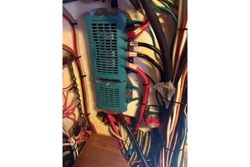 Slide: The Image of Electrical wiring and components inside a 2004 Soubise Plaisance Freydis 46 yacht. - 18