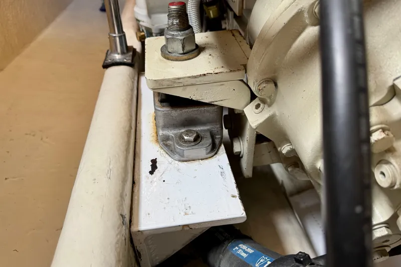 Slide: The Image of Engine mount detail on a 2004 Nordic Tug 42 boat. - 37