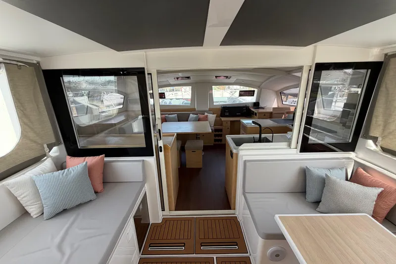 Slide: The Image of Luxurious interior of 2025 C-Catamarans 48, featuring modern seating and elegant design. - 18