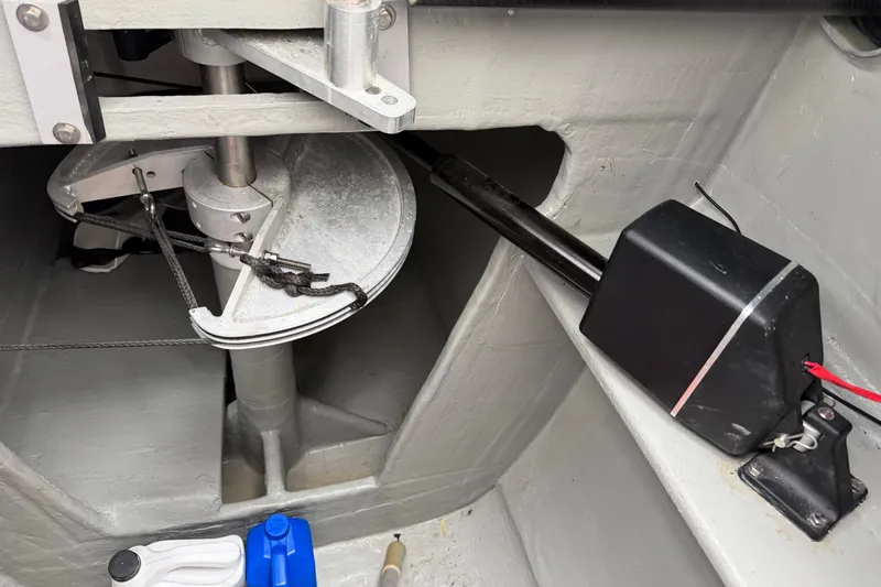 Slide: The Image of Interior mechanical components of 2025 C-Catamarans 48, featuring steering and control systems. - 49