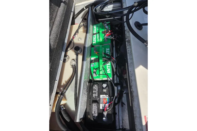 Slide: The Image of Battery compartment of 2020 G3 Sportsman 1810 boat with Interstate batteries. - 11