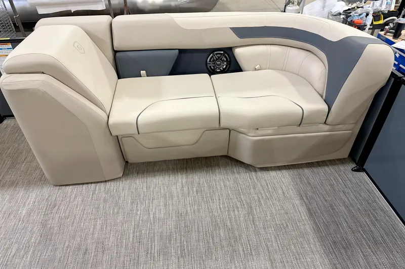 Slide: The Image of 2026 Godfrey Sweetwater 2286 SFL boat seating, beige upholstery, modern design. - 7