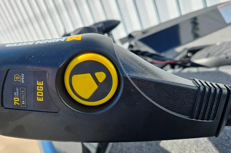 Slide: The Image of Close-up of Minn Kota Edge trolling motor control on 2026 Lowe Stinger 175 boat. - 6